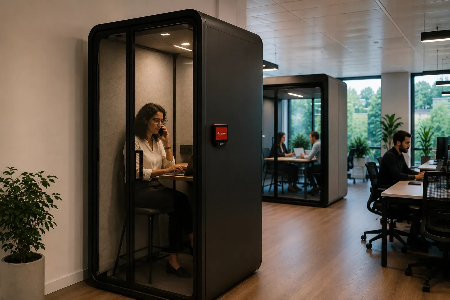 Cabine acustiche telefoniche in un open space